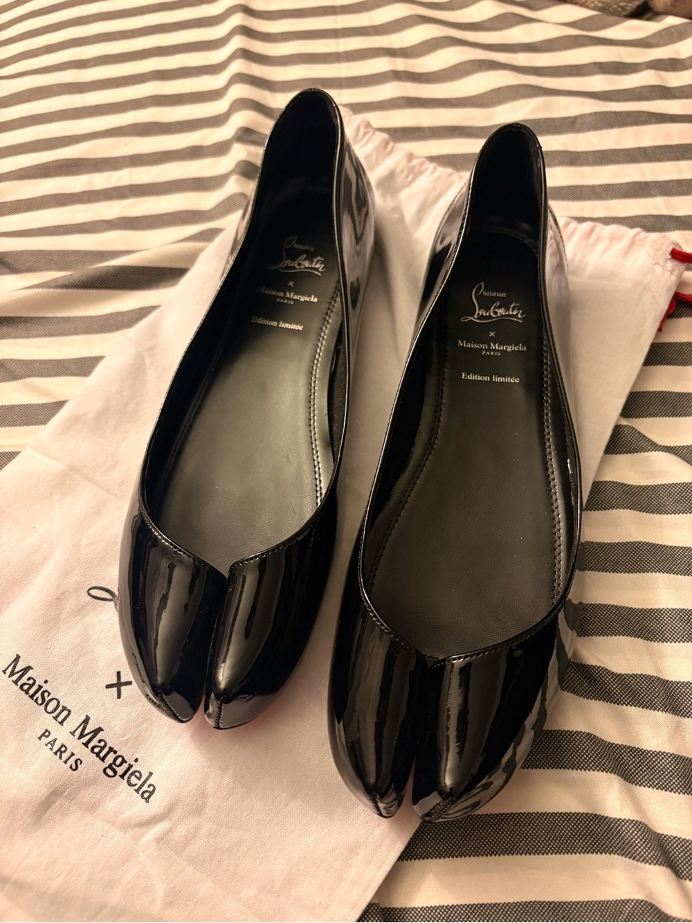 Maison margiela x Louboutin Black Patent Tabi Flats